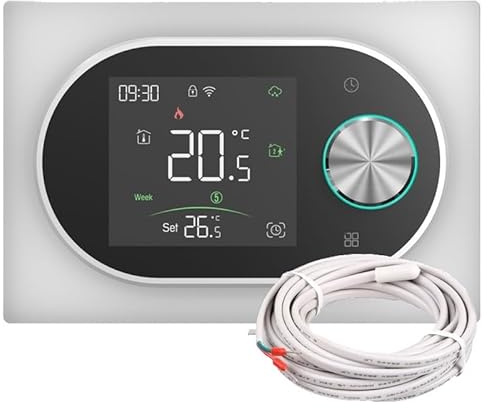 BECA BAC-9000ALWE Termostato Smart WiFi per Fan Coil 2 Tubi, Ventola 3 velocità + Valvola ON/OFF, Sonda Esterna, Tuya Smart/Smart Life, Alexa/Google, – Expert4House Edition (Bianco)