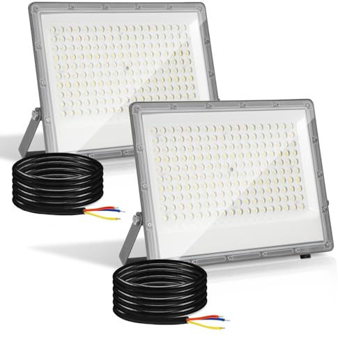 ISOISL 150W LED Strahler Außen 2er Pack, IP65 Wasserdicht und Superhell 14850LM Scheinwerfer, Flutlichtstrahler in 6000K Kaltweiß für Garage, Werkstatt, Garten, Stadion