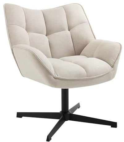 WOLTU Relaxsessel, Sessel 360° drehbar, mit gepolstert, Beige | Ohrensessel gepolstert, Leinen, Schaumstoff, bis 150 kg, 68T x 67B x 80,5H cm, fur Wohnzimmer Schlafzimmer