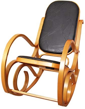 Mendler Schaukelstuhl M41, Schwingsessel Fernsehsessel, Massiv-Holz - Eiche-Optik, Patchworkleder braun