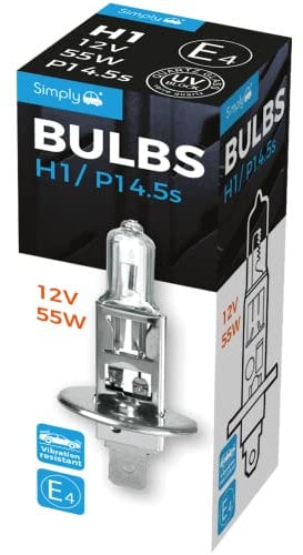 Simply S448 H1 Car Headlight Bulb, 12V, 55W, Comply with ECE R-37, Base P14.5s, Suitable for all Headlights, Maximum Visibility, White