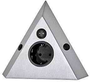 Thebo 17596/D STS 3007-D Ecksteckdose 1-Fach Edelstahl mit Schalter, 240 V