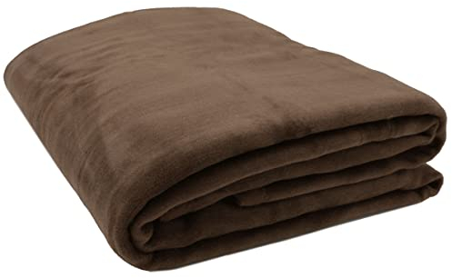 ZOLLNER Kuscheldecke flauschig in 220x240 cm - weiche und langlebige Sofadecke in braun - waschbar bis 40°C - Mischgewebe - mit elegantem Einfassband - Hotelqualität - Oeko Tex® Zertifiziert