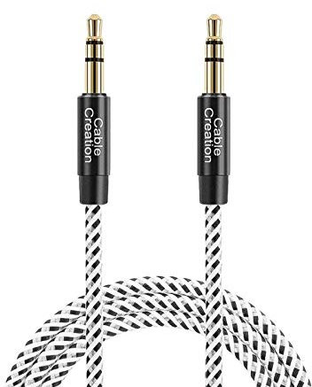 CableCreation 3.5mm Aux Kabel, 3,5mm Stereo Audiokabel (Stecker auf Stecker), Klinkenkabel Kompatibel mit iPhone,Auto, Kopfhörern, Tablets, Priva III usw. 0.4M/1.5FT, Schwarz & Weiß