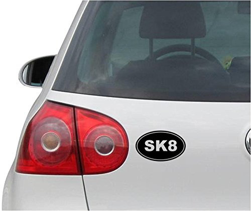 INDIGOS UG Auto Aufkleber SK8 Skater Euro OVAL - schwarz - 139mmx86mm - Autoaufkleber - Tuning - Sticker - Heckscheibe - Fahrrad - Motorrad - UV beständig