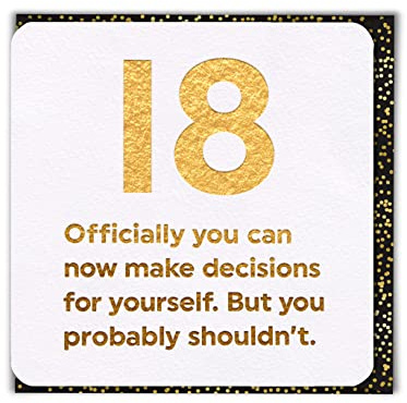 Brainbox Candy - Age 18th Funny Humorous Happy Birthday Card - '18 Decisions' - Perfect For Grandson Grandaughter Mate Him Her Boyfriend Girlfriend Partner Son Niece Nephew