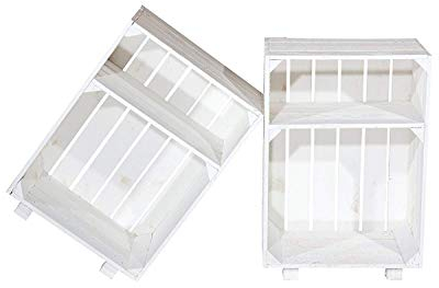 Vinterior Weiße Holzkiste als Nachttisch, 2er Set, Massiv, Gemalt, Weiß, 54cm 40cm x 30,5cm (LxBxH)