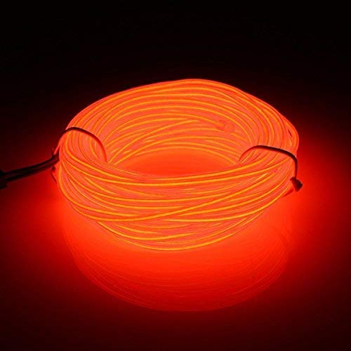 Kmruazre EL-Draht, 3m/9ft Flexible Neonlichter Tragbare Batteriebetriebene Elektrolumineszenz Hohe Helligkeit für Weihnachten Auto Party Dekoration Hochzeitskneipe (Orange)
