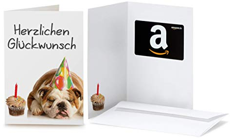 Amazon.de Geschenkkarte in Grußkarte (Geburtstag Bulldog)