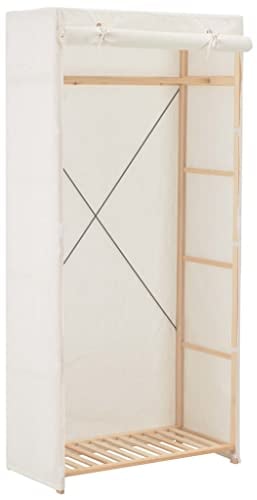 vidaXL Kleiderschrank Stoffschrank Garderobenschrank Garderobe Schrank Schlafzimmerschrank Schlafzimmer Wohnzimmer Weiß 79x40x170 cm Stoff