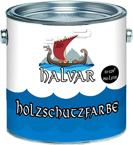 Halvar PU Holzschutzfarbe GLÄNZEND Goldgelb RAL 1004 Gelb Skandinavische Wetterschutzfarbe Holz-Lack wetterbeständiger Langzeitschutz (1 L)