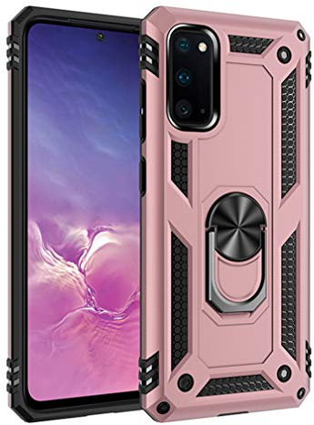 HAOYE Coque pour Samsung Galaxy S10 Lite avec Rotatif à 360 ° Bague Anneau, [Support Voiture magnétique Compatible] Anti-Chocs Étui, Silicone TPU + PC Double Couche Housse. d'or Rose