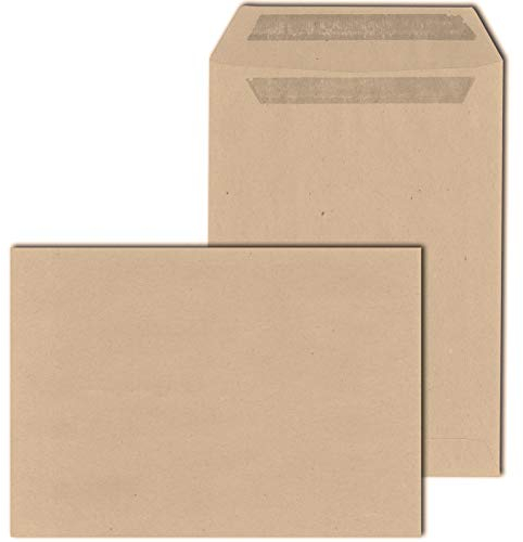 KK Verpackungen® Versandtaschen in DIN C5 | 50 Stück, 162x229 mm, Selbstklebende Briefumschläge ohne Fenster | Kuverts in Braun