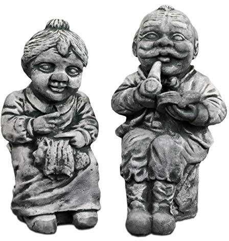 Thaiboo Steinfigur Gnom Troll Großeltern Kobold Zwerg Wicht Wichtelmann Oma Opa Gartenfigur (10059 - Oma und Opa)
