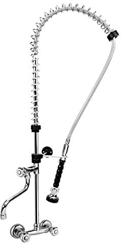 BE-GASTRO® I Profi Gastro Geschirrbrause Zweiloch Premium Wandarmatur inkl. Wasserhahn, Mischbatterie & ergonomischem Drehgriff | Gastrobrause mit Zubehör, Gastronomie Armatur, Wandanschluss