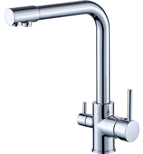 VALAZ 3 Wege Filter Osmose Wasserhahn Küche Chrom | Küchenarmaturen | Wasserhahn Sprudelwasser, Wassersparend, Schnellmontage, 360 Grad Drehbar | Einfache Installation | Edelstahl, Nilo-Serie