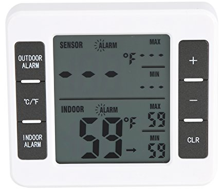 Refrigerator Thermometer with Wireless Temperature Sensors & Audible Alarm for Fridge & Freezer
