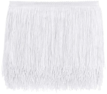 AWAYTR Fransenborte zum Nähen, 10,2 cm breite Quaste für DIY Handwerk Kleidung und Kleid Dekoration (weiß, 10,2 cm)