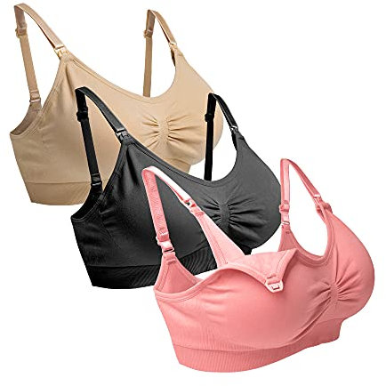 O-WareBaby Maternity Nursing Bra Seamless Breastfeeding Bras for Women 3 Pack S-XXL