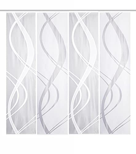 HOME WOHNIDEEN 4er-Set Schiebegardinen TIBASO, Jacquard-Stoff, Farbe: Weiß, Maße:, Größe:225x57 cm