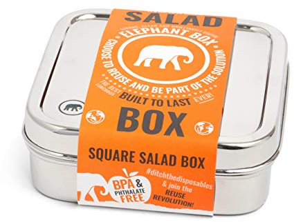 Elephant Box Square Salad Box | Stainless Steel Lunchbox | Eco-Friendly Food Storage | 600ml Capacity | BPA Free & Plastic-Free