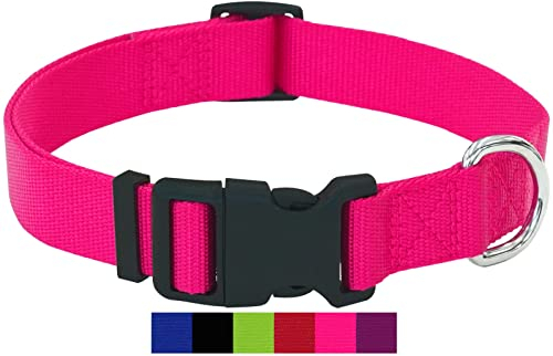 DEY - Premium Hundehalsband Nylon | Verstellbar | für Kleine u. Große Hunde | viele Farben u. Größen | Hund Katze Welpe | Hunde-Halsbänder | Katzen-Halsband | Welpen-Halsband | Pink Rosa, S