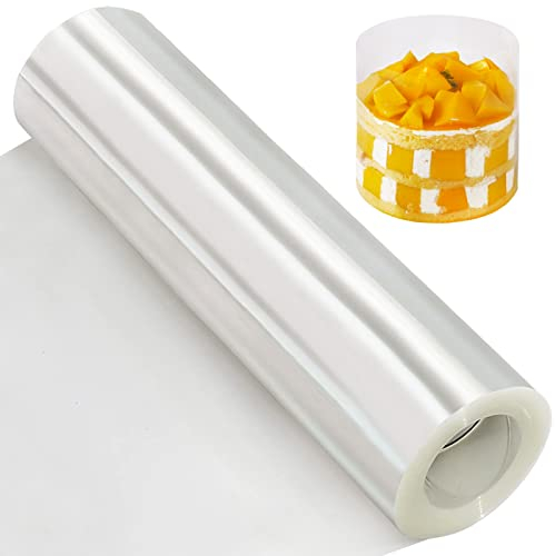 YQL Cake Collar 12 Inch,Acetate Cake Collar Roll DIY Acetate Sheet Baking Transparent Mousse Cake Sheets Surrounding Edge Clear Cake Strips for Baking Decorate Shaker Cards Making (12x394 Inch)