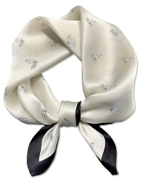 LumiSyne Seidenschal Damen Quadratischer Schal Klassische Hahnentritt Kariert Retro Pferd Gedruckte Weich Satin Kleines Vierecktuch Dekoration Halstuch Multifunktionales Bandana Kopfschmuck Haarband