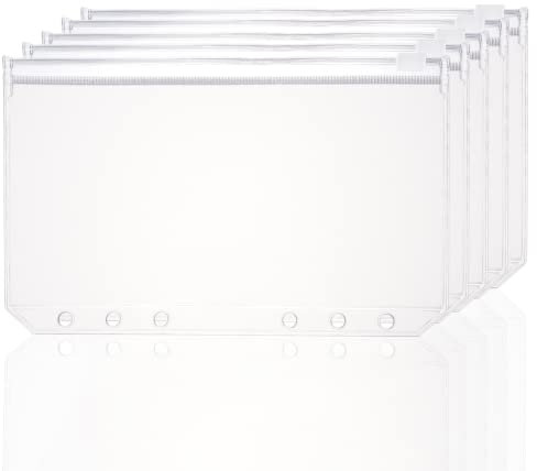 BillyBath 15STK A6 Größe 6 Löcher Binder Taschen Durchscheinende Kunststoff Klarsichthüllen Reißverschluss Mappe Wasserdichter Reißverschluss Loseblatt Ordner für Dateien Dokumente Notizbücher Karten