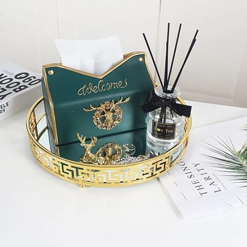 Medusa - Bandeja de café redonda dorada para servir bandeja dorada estilo barroco estilo vintage retro