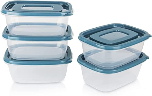 EFISH 5PCS Rectangle Plastic Portion box Sets with Lids.Food Storage Box,Container Sets,Food Storage,Food Containers,Cereal Containers,use for refrigerator,School,Work and Travel,1000ML Per Box
