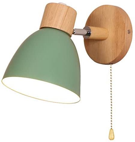 TPWEWRX Wandleuchte Lampen Beleuchtung mit Zipper auf Aus-Schalter, Nachttisch Macaron Wandlampe E27 Massivholzsockel Wandleuchten für Wohnzimmer Gang Kinderzimmer Kinderzimmer (Green)