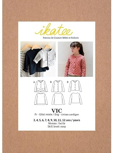 Ikatee Sewing Pattern Kids Vic Cardigan 3 Years - 12 Years