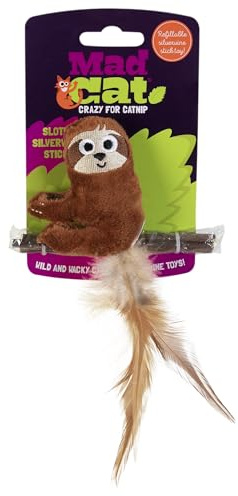 Mad Cat Sloth Plush Cat Toy with Silvervine, 1-Pack | Non-Toxic, All Natural Silvervine Blend, Ideal for Cats Who Don't React to Catnip