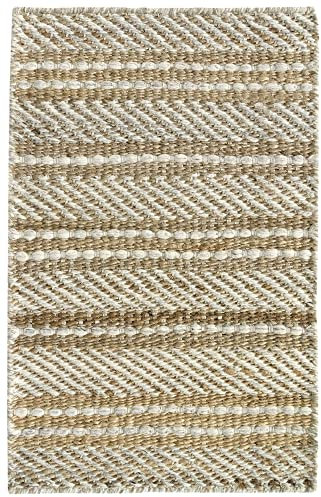 HAMID - Tapis en Jute de Laine Olivia, Tapis en Laine et Jute Tissé à la Main pour Salon, Chambre, Salon, Blanc Naturel, (40x60cm)