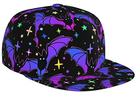 Ahdyr Bats and Stars Baseballkappe, Trucker-Mütze mit Flacher Krempe, verstellbare Schnalle
