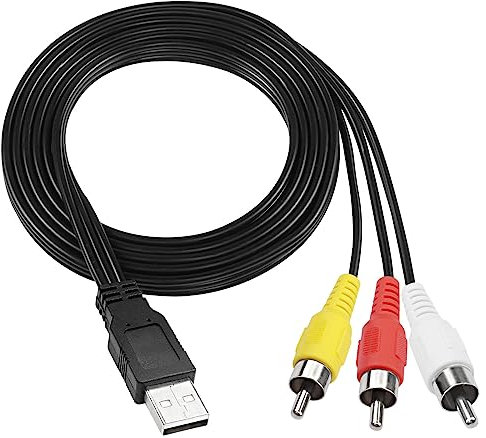 XMSJSIY Câble USB A 2.0 vers 3 RCA Mâles - Jack Vidéo AV Composite Capture Card Adaptateur Répartiteur pour TV/PC - 1,5 m