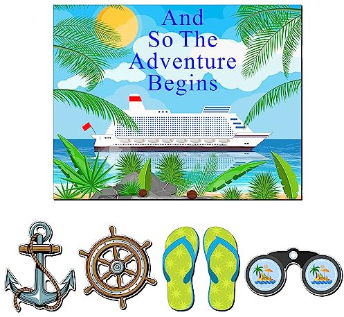 Kanayu 6 Pcs Adventure Cruise Door Decorations Magnetic Large Ship Decorations Magnets Anchor Cruise Decor Car Fridge Magnet Decal for Carnival Stateroom Door