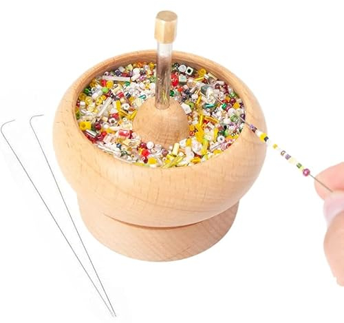 Nexoria Holzperlen-Spinner, DIY-Perlenspinner, preiswerter Tonperlen-Spinner mit 2 Haken, Holzperlenhalter, Taillenperlen-Set für Schmuckherstellung, Armbandhersteller