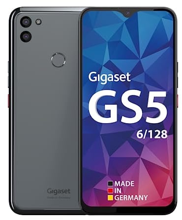 Gigaset GS5 PRO - Smartphone - 64MP Kamerasystem - 4500mAh Wechsel-Akku - 6,3 Full HD+ V-Notch Display - gehärtete Glasrückseite - kabelloses Laden - 128GB + 6GB RAM - Android 13, grau