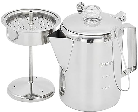 Lixada 1.2L extérieur 9 Tasses en Acier Inoxydable percolateur cafetière cafetière pour Camping Maison Cuisine