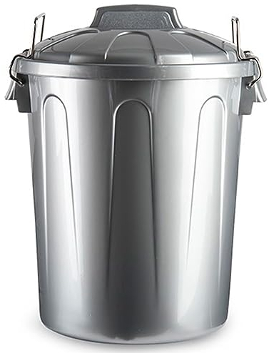 Acan Tradineur - Cubo de Basura de plástico, 21 litros, Incluye Asas metálicas y Tapa, contenedor de residuos, Papelera, Reciclaje, Industrial, hogar, Fabricado en España, 42,2 x 33,8 cm (Plata)