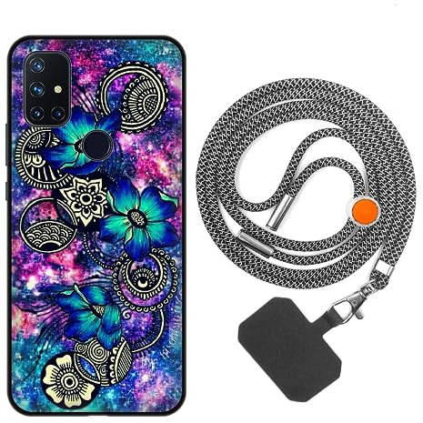 vingarshern Handyhülle Kompatibel mit OnePlus Nord N10 5G Hülle Silikon mit Aesthetic Muster,Stoßfest Schutzhülle mit Kordel,Weich Bumper Case mit Handykette/Umhängeban,Mandala