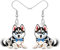 DOWAY Acryl Siberian Husky Chihuahua Beagle Dackel Yorkshire Terrier Mops Hund Ohrringe Hanging Dangle Drop Pet Schmuck für Damen Mädchen Kinder Charme Geschenk (Husky B)