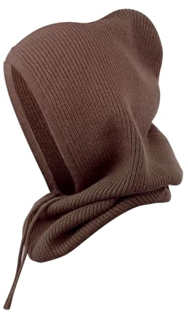 MoreChioce Mütze Damen Winter,Wintermütze Schalmütze Strickmützen Sturmhaube Warme Kapuzen Schal Balaclava Winddichter Hut Beanie Mütze Kapuzenschal Wintersport und Outdoor-Sportartikel,Kaffee