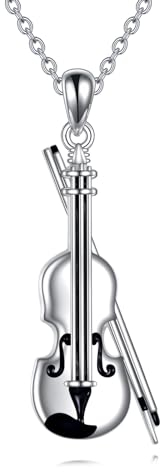 YFN Geige Kette Sterling Silber Musik Anhänger Halskette Geigen Schmuck für Frauen Mädchen Violine Geschenke für Mutter Tochter
