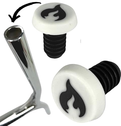 Chilli PRO Scooters Barends Plugs Trottinette Stunt Bar Aluminium Bar Extrémités Bouchon Accessoires Trottinette (1 paire) Blanc/Logo Flame Noir