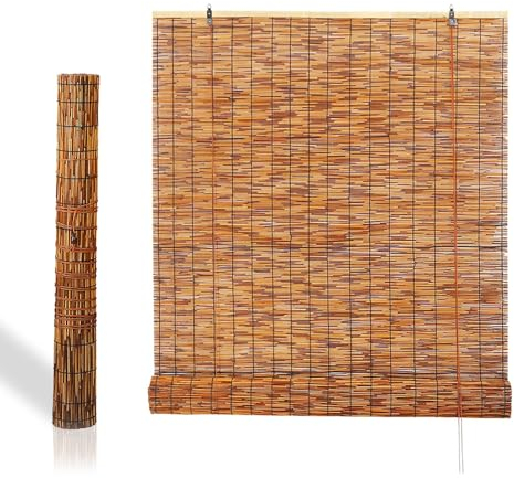 Retro Bambus Jalousien Bambus Rollos Bambusrollo 50 60 65 80 95 100 105 120 150 155 160 180cm Breite Anti-Uv, Wasserdicht, Raffrollos für Fenster Privatsphäre, Garten, Terrasse, Outdoor, Indoor