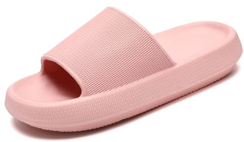 Waysoland Badelatschen Damen Herren,Wolkenschuhe Damen Airfoot Wolken Rutschfest Schnell Trocknend Super Bequeme Dicke Sohle Pantoletten Sommer Garten Badeschuhe(Rosa,39/40 EU)
