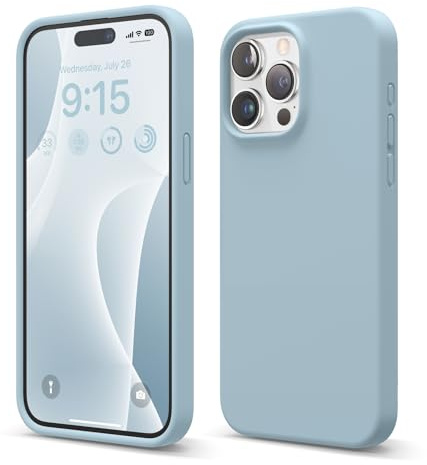 elago Silikon Hülle für iPhone 15 Pro Max | Premium Silikon Handyhülle, Ganzkörper Schutzhülle [4 Lagige Stoßfeste Struktur], Mikrofaserfutter (Himmelblau)